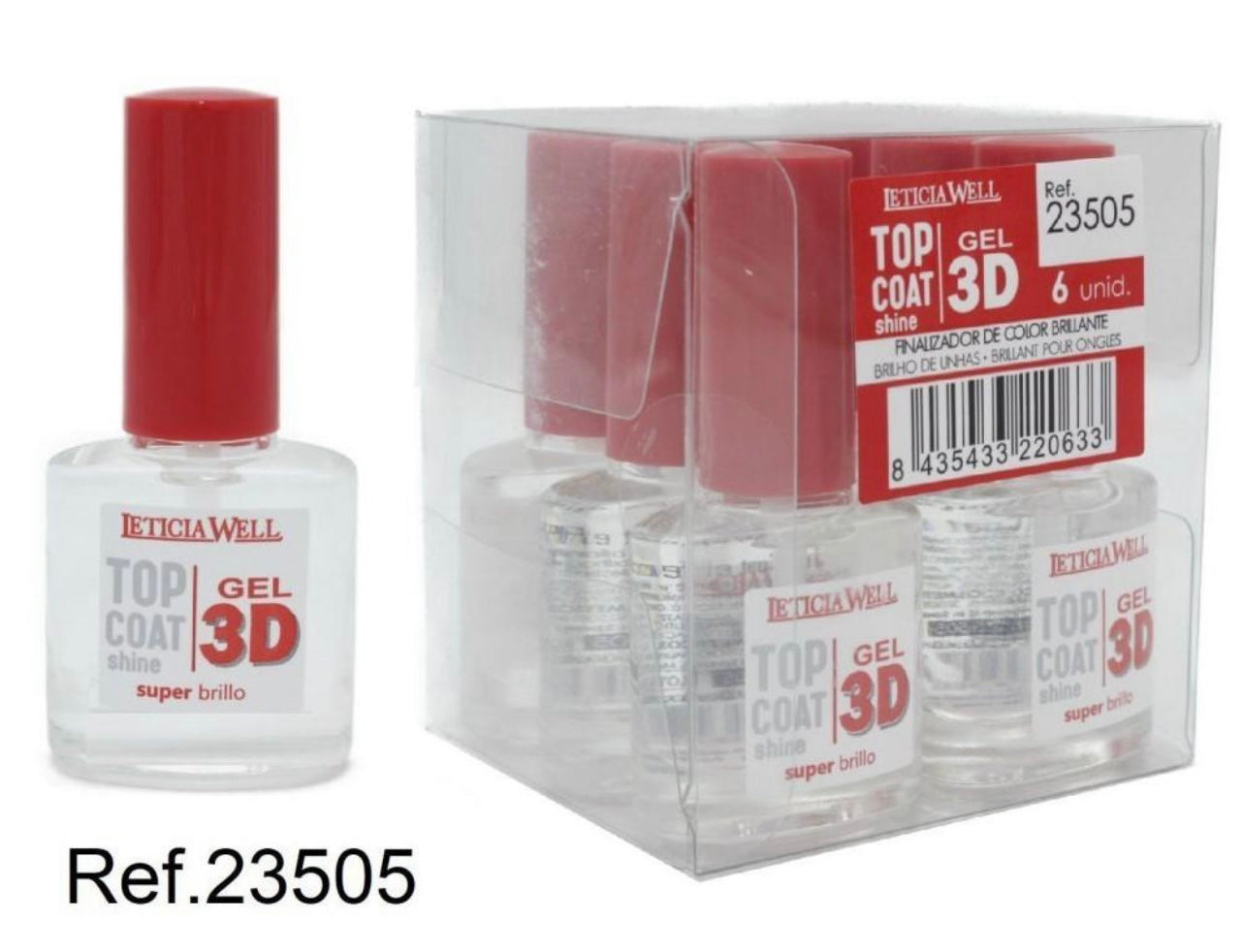 Top Coat Gel 3D Súper Brillo Para Uñas Brillo Excepcional y Duradero Acabado Brillante.