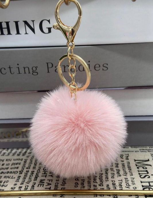 Llavero Bola Pelo Rosa