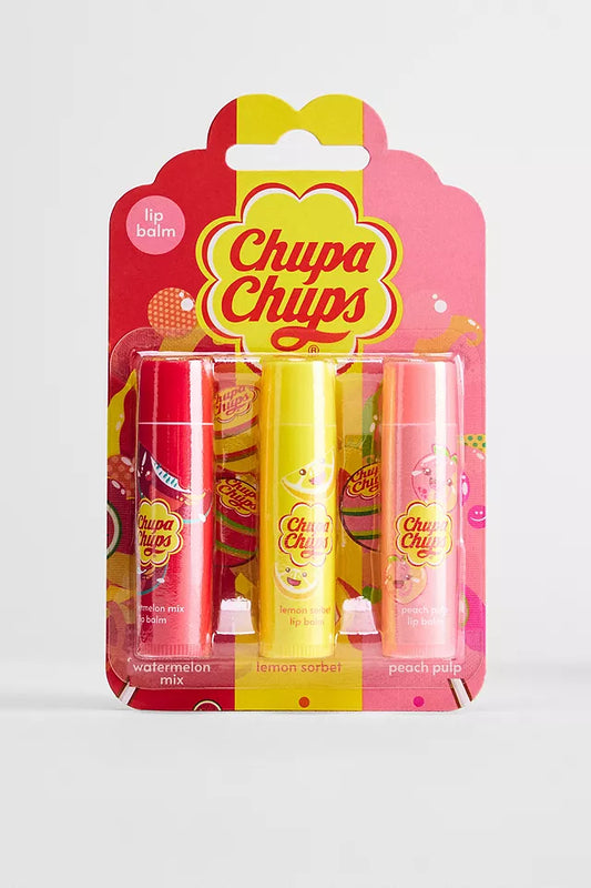 3 Bálsamos Labiales Chupa Chups. (Sandía, Limón y Melocotón)